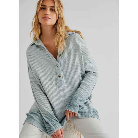 Free People Wilder Polo Pullover Medium NWOT - Picture 1 of 4